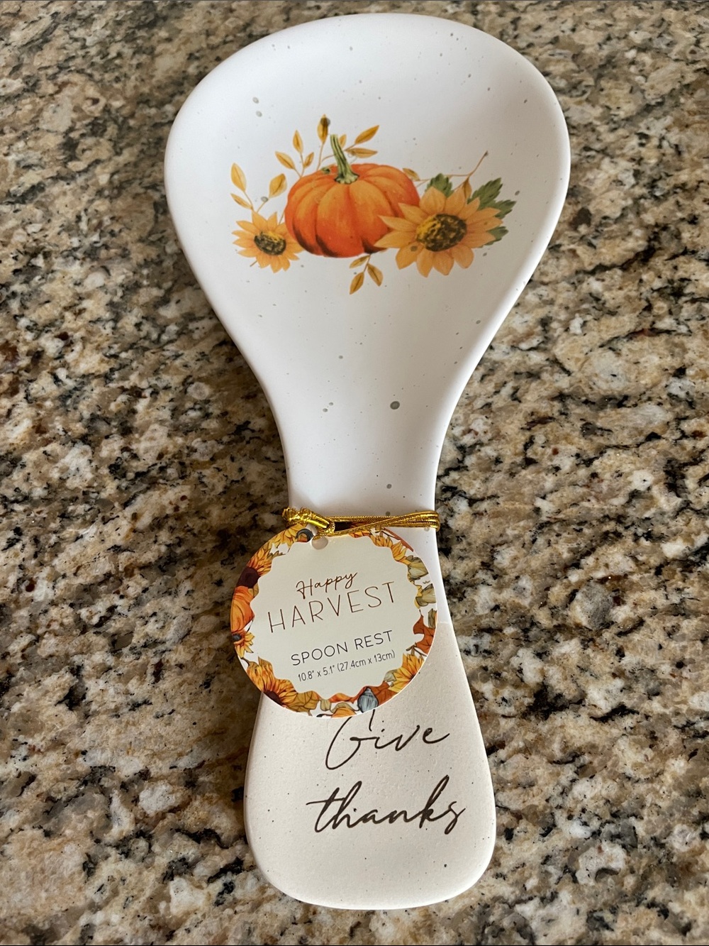 Fall Pumpkin & Sunflowers 🌻 “Give Thanks” Spoon Rest